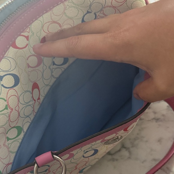 Coach Pink and Cream Signature Shoulder Bag - Picture 2 of 7